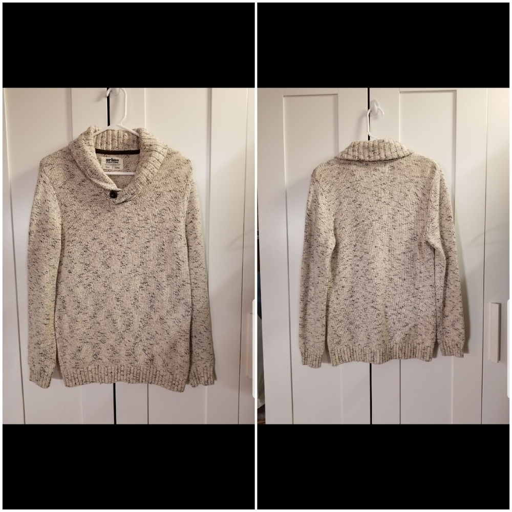 Vintage Urban Pipeline, Men's Tan Button-Neck Knit Sweater, XL
